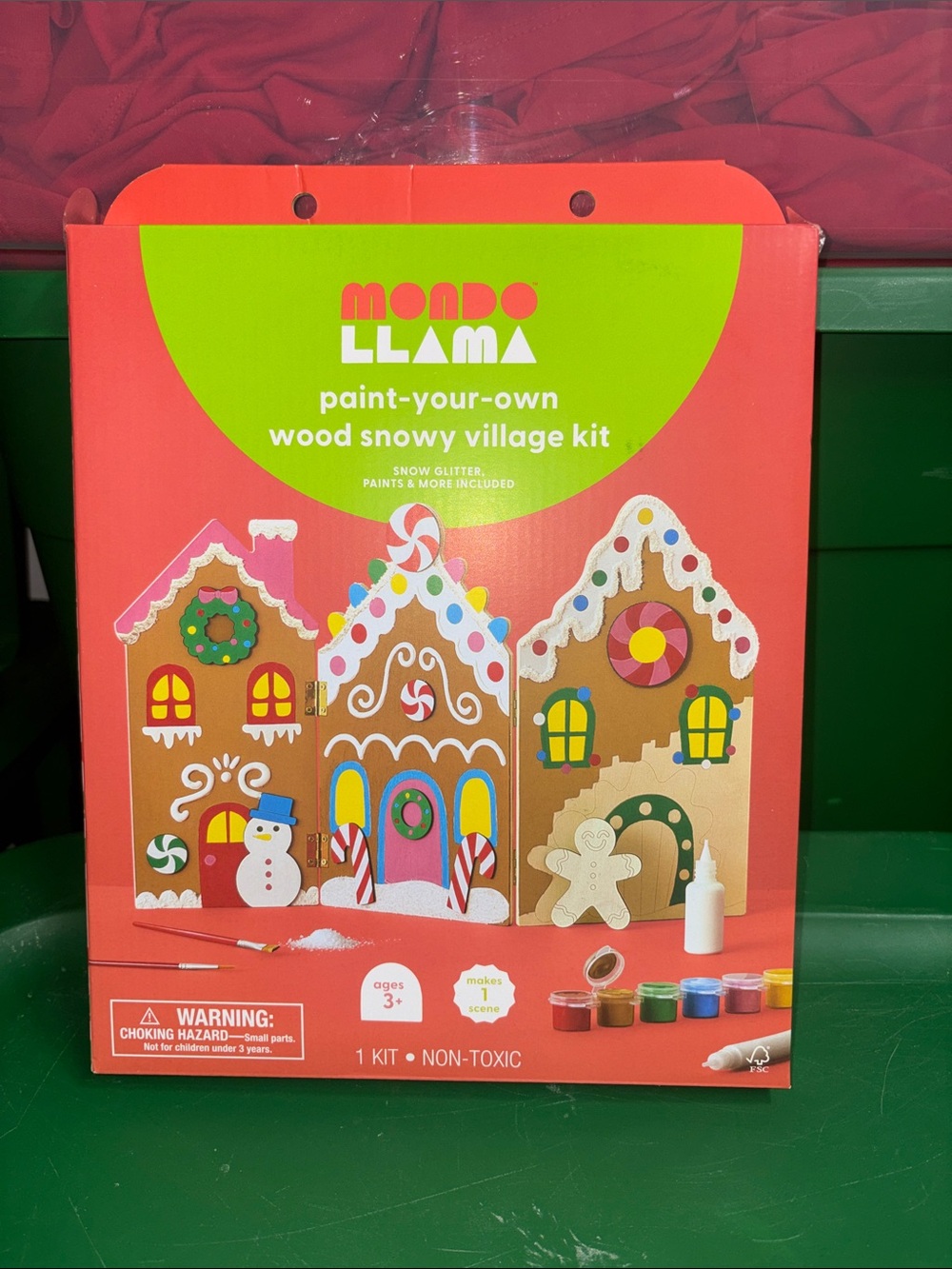 5/$10 Paint-Your-Own Wood Snowy Village Kit - Red